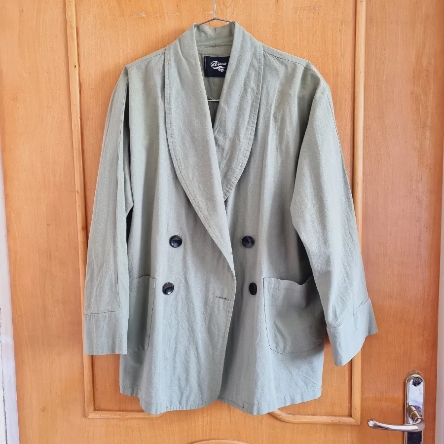 کت لینن سبز پاستیلی