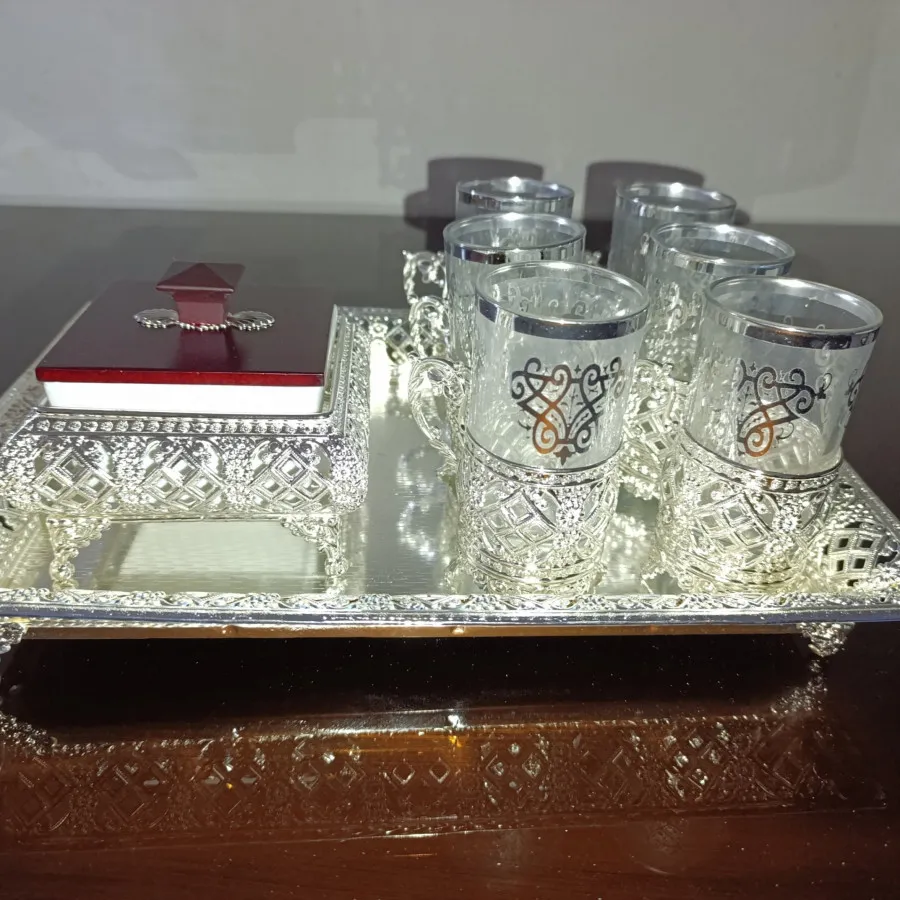 ست سینی و استکان سیلور