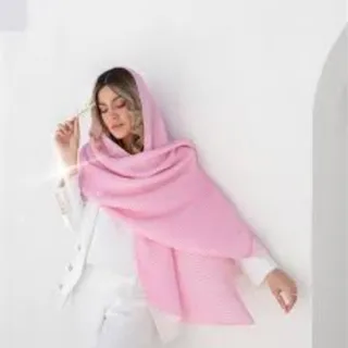 شال پلیسه نخی صورتی