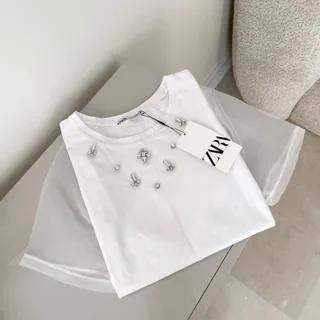 تیشرت سفید توری زارا