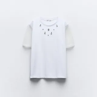 تیشرت سفید توری زارا