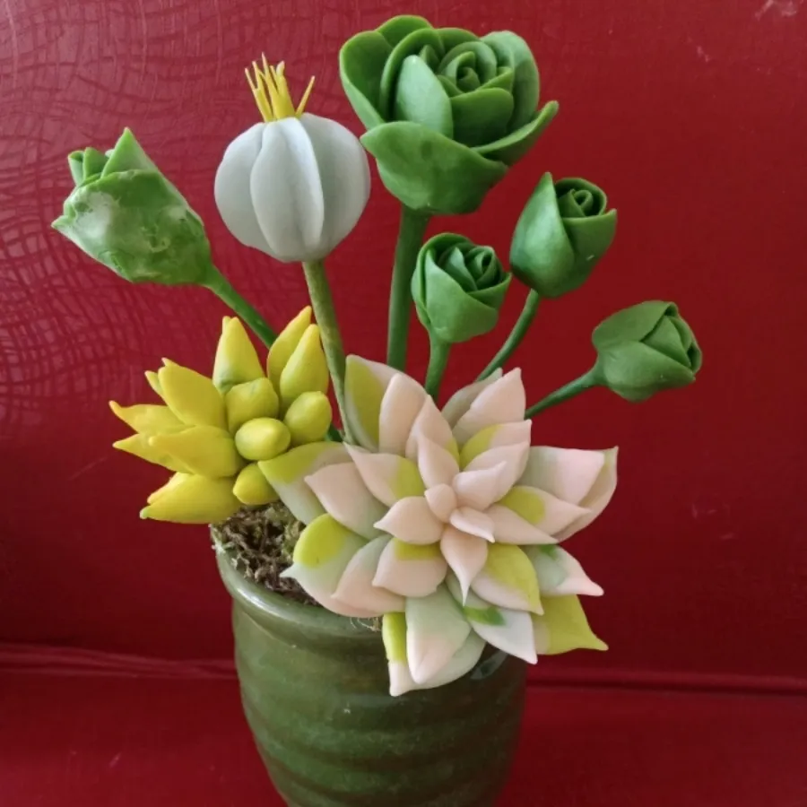 گل کاکتوس خمیری