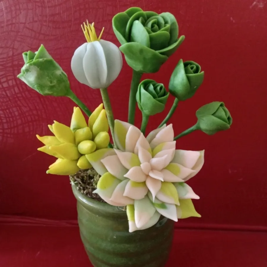 گل کاکتوس خمیری