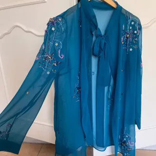 شومیز حریر سنگ دوزی شده