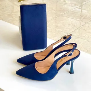 کفش پاشنه 7سانت سورمه ای