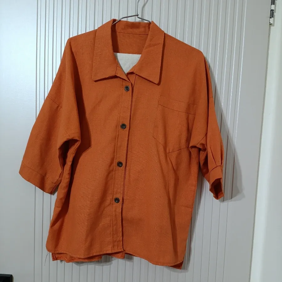 شومیز نارنجی لینن