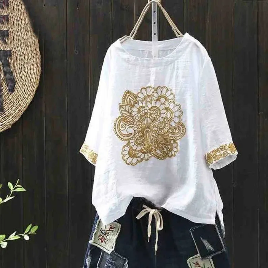 شومیز جنس کنفی گلدوزی شده