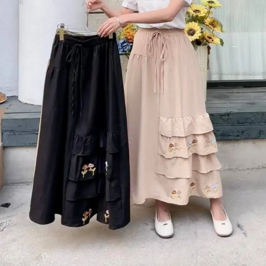 دامن جنس لنین گلدوزی شده