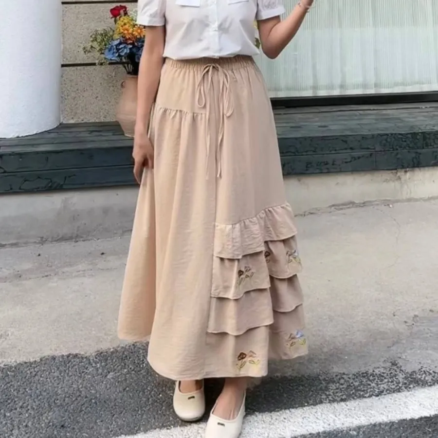 دامن جنس لنین گلدوزی شده