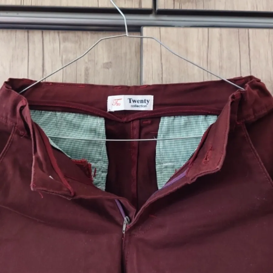 شلوار جین کتان زرشکی