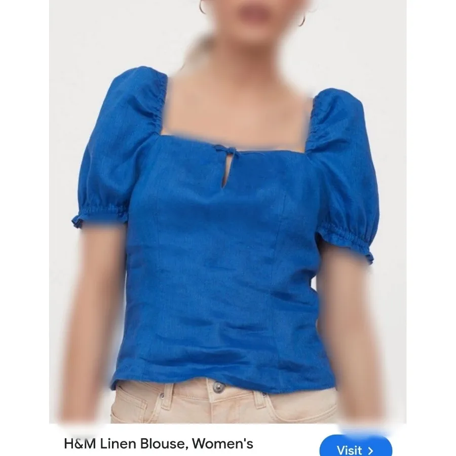 شومیز لینن آبی برند H&M