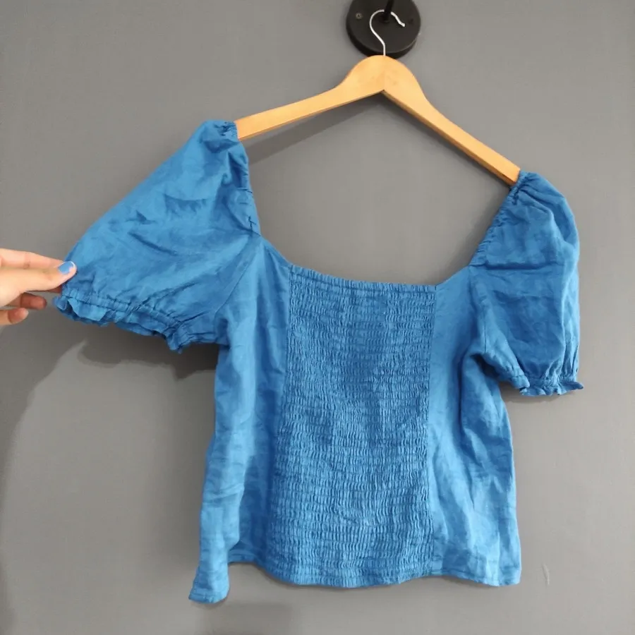 شومیز لینن آبی برند H&M