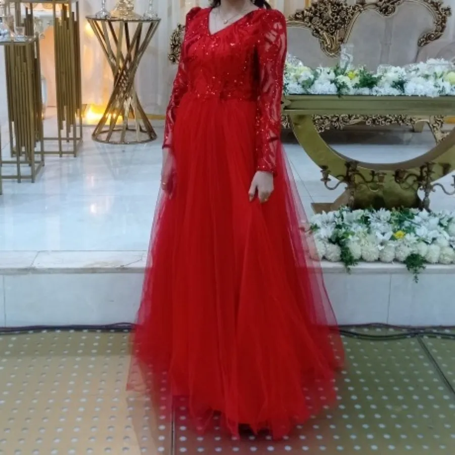 لباس شب قرمز مزون دوز