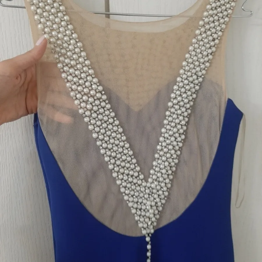 پیراهن مجلسی آبی کاربنی