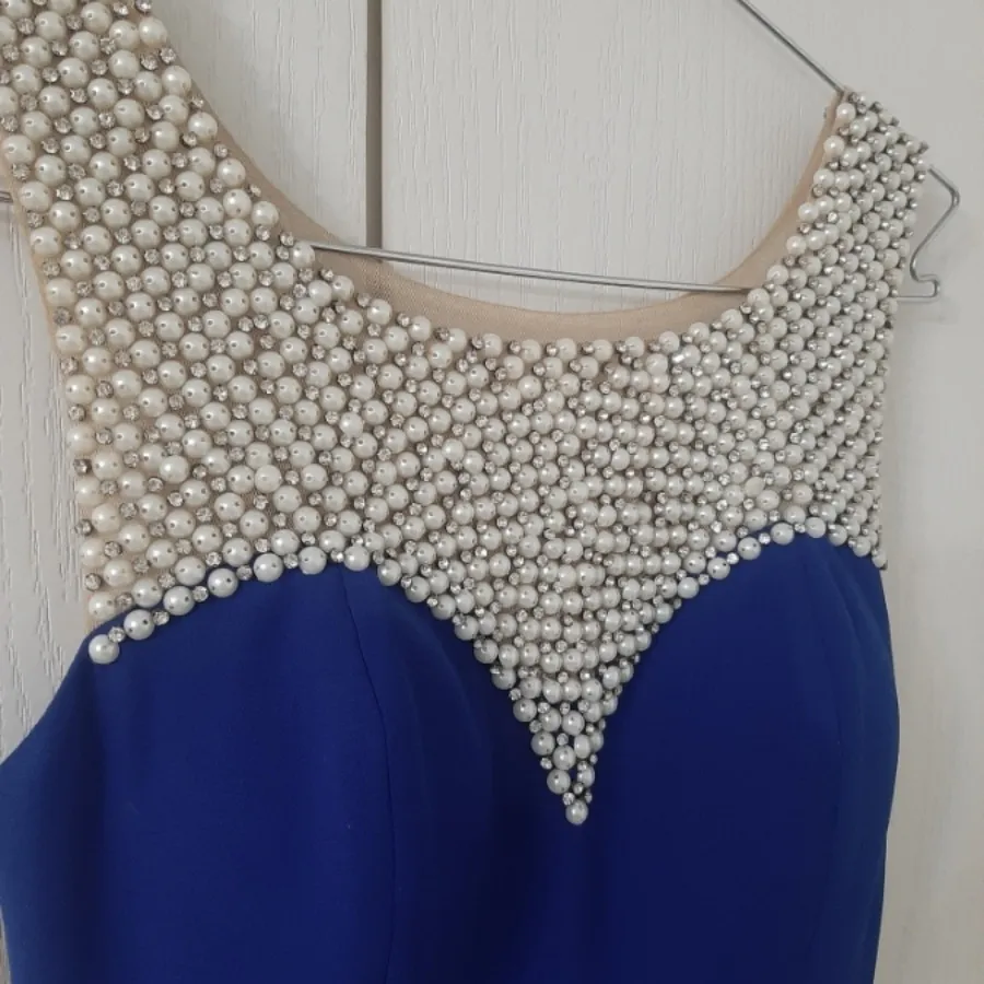 پیراهن مجلسی آبی کاربنی