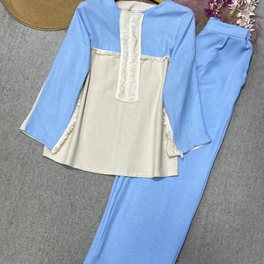 ست تونیک و شلوار ریش دار