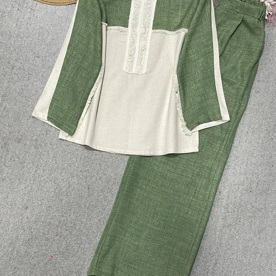 ست تونیک و شلوار ریش دار