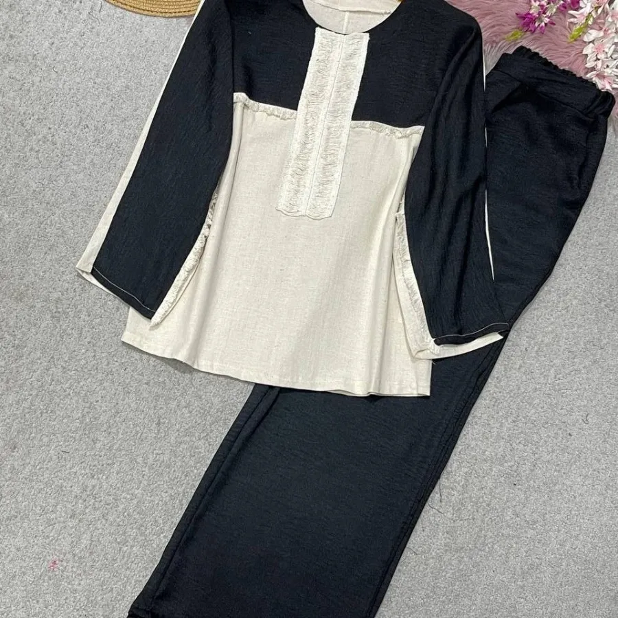 ست تونیک و شلوار ریش دار