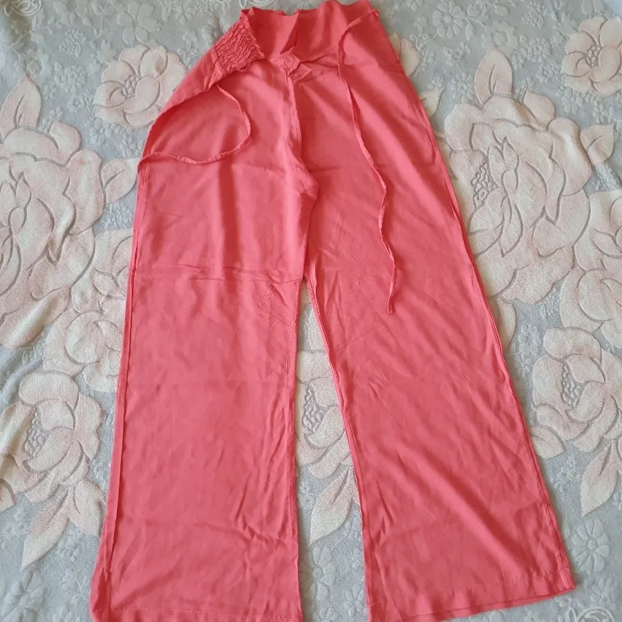 شلوار نخی گلبهی نو