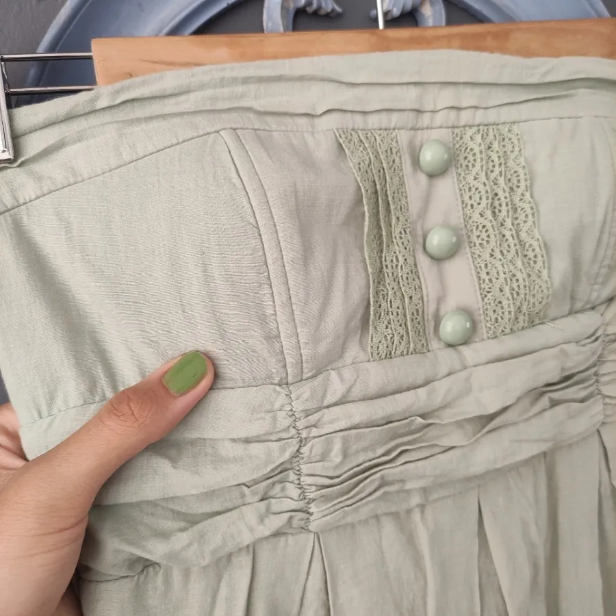 پیراهن نخی عروسکی سبزپسته