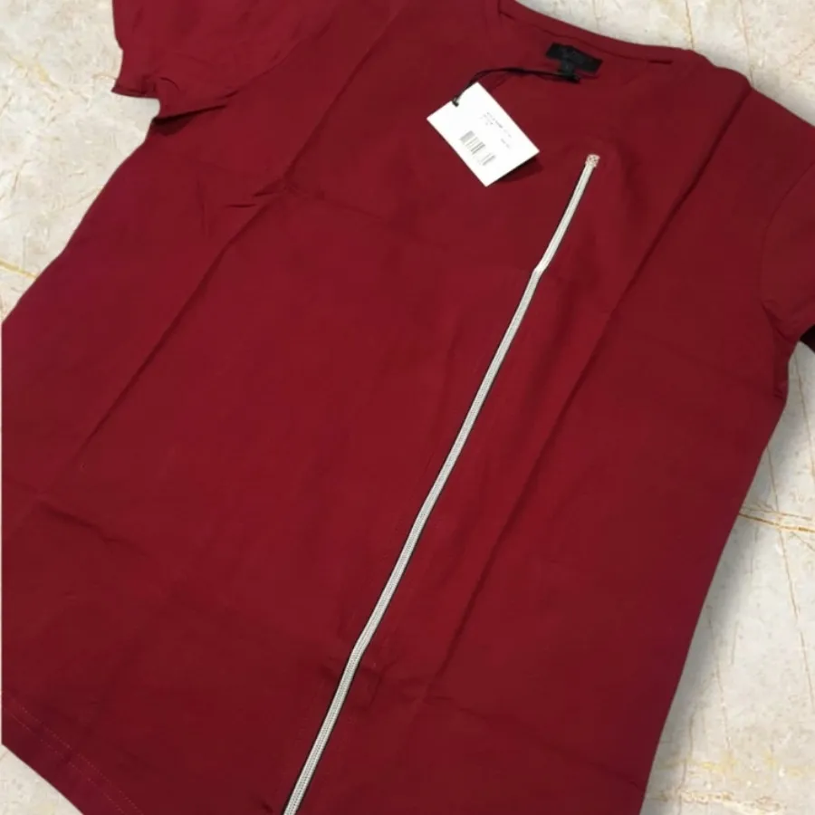 تیشرت ترک زرشکی جلو زیپی