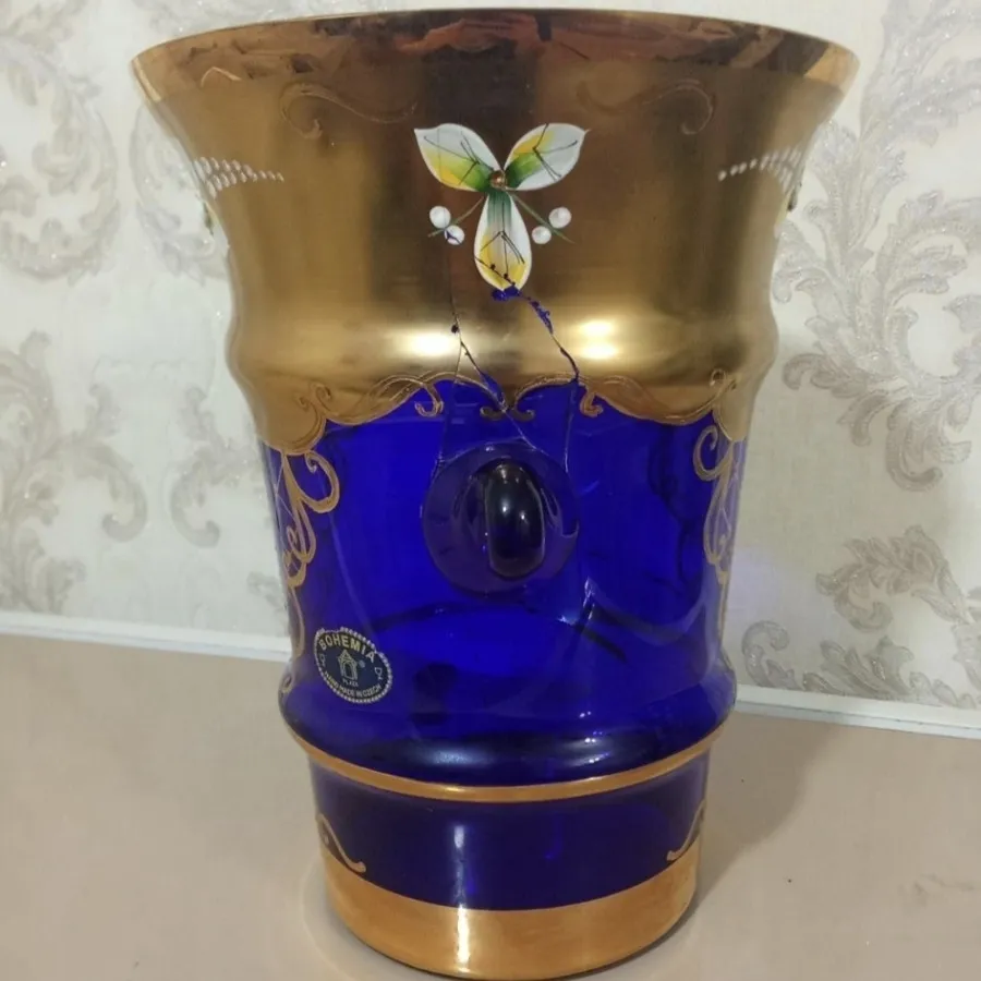 گلدان چک طلاکوب 26 سانتی