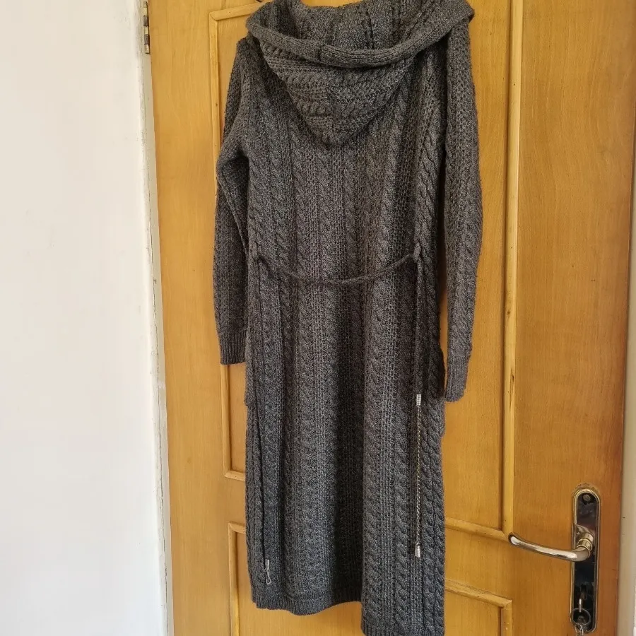 پالتو بافت کلاه دار بلند