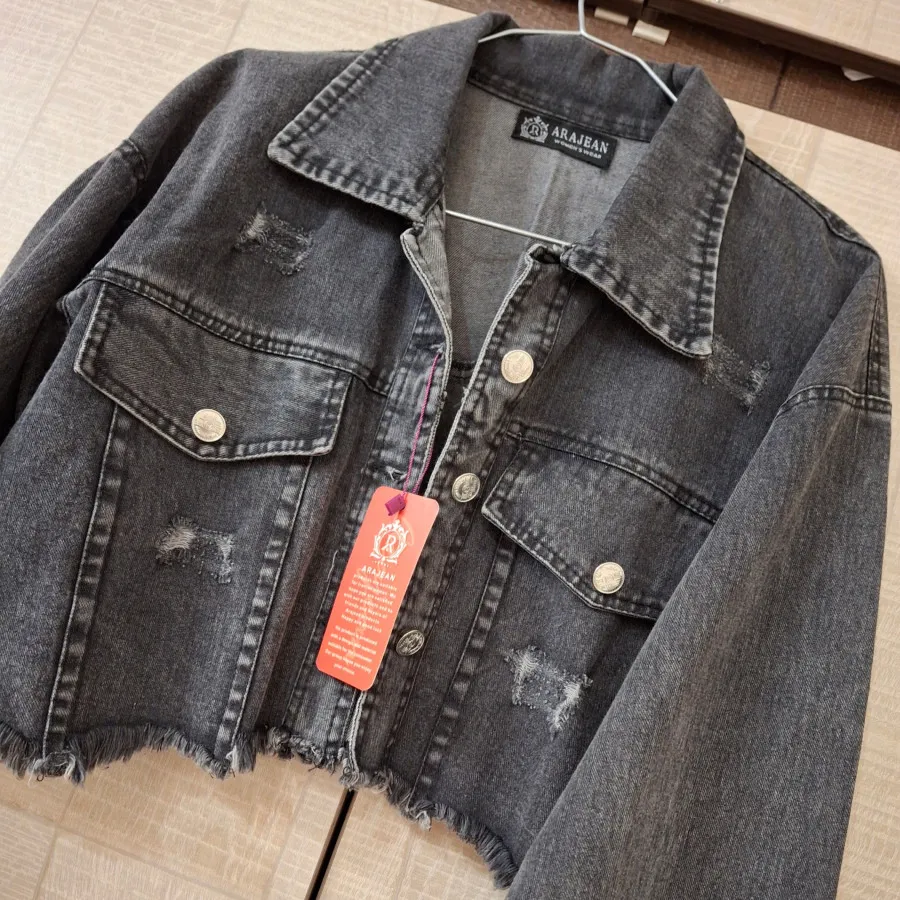 کراپ کت جین ذغالی