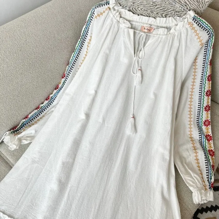 پبراهن گلدوزی جنس نخ کنف