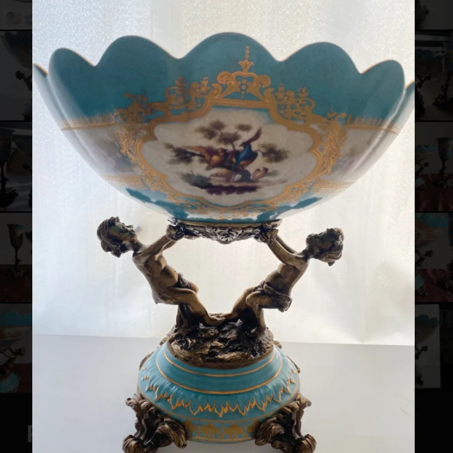 چینی پایه برنزی کبالت