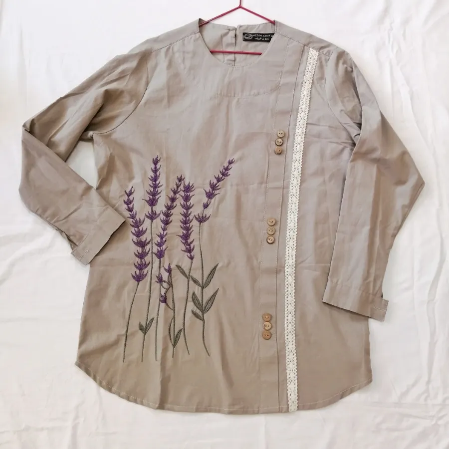 تونیک لینن گلدوزی و گیپور