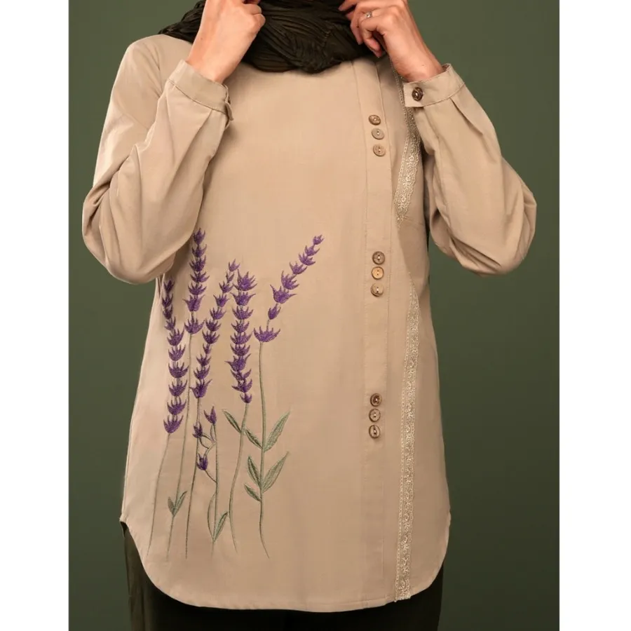 تونیک لینن گلدوزی و گیپور