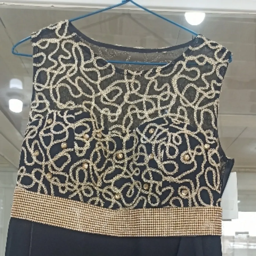 پیراهن مجلسی مشکی طلایی