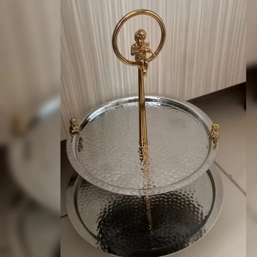 شیرینی خوری دو طبقه برنجی