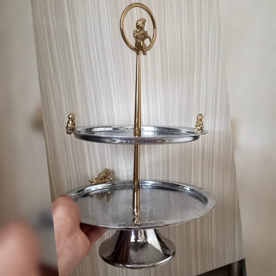 شیرینی خوری دو طبقه برنجی