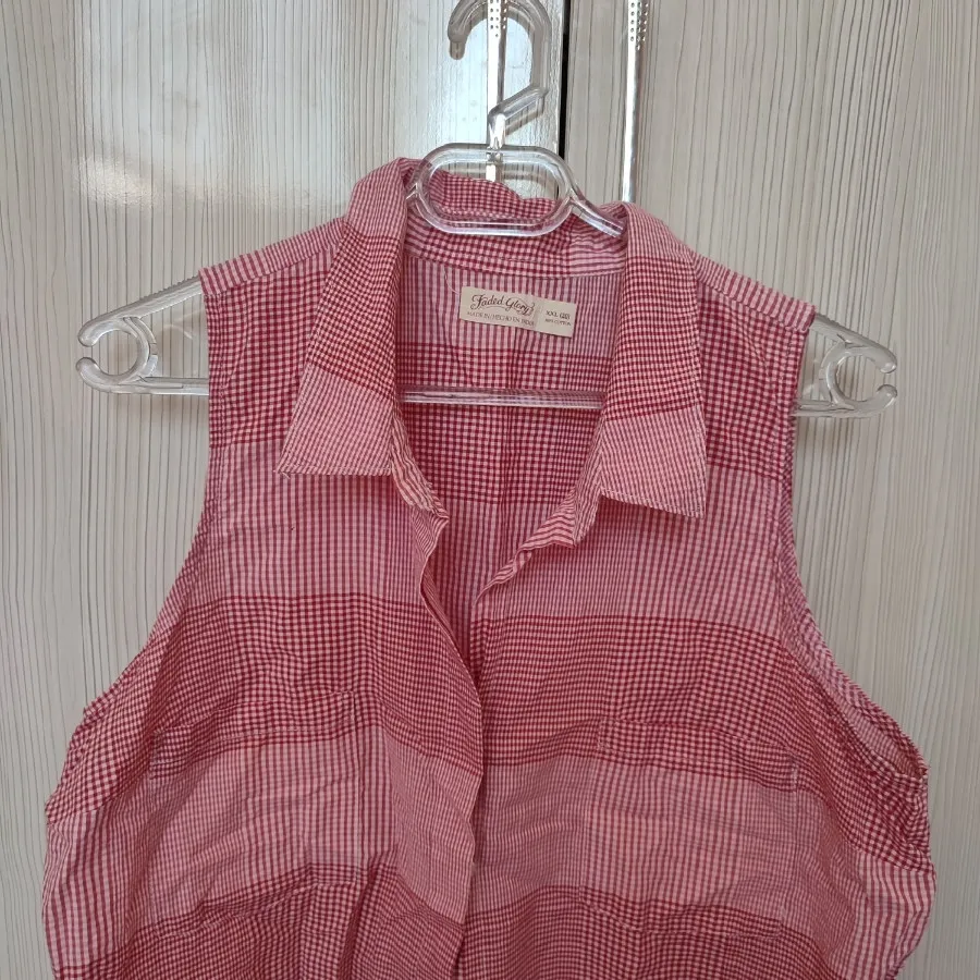 تاپ نخی قرمز چارخونه