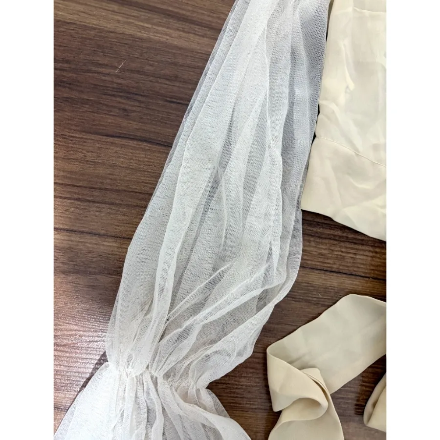 شومیز کراپ آستین پفی