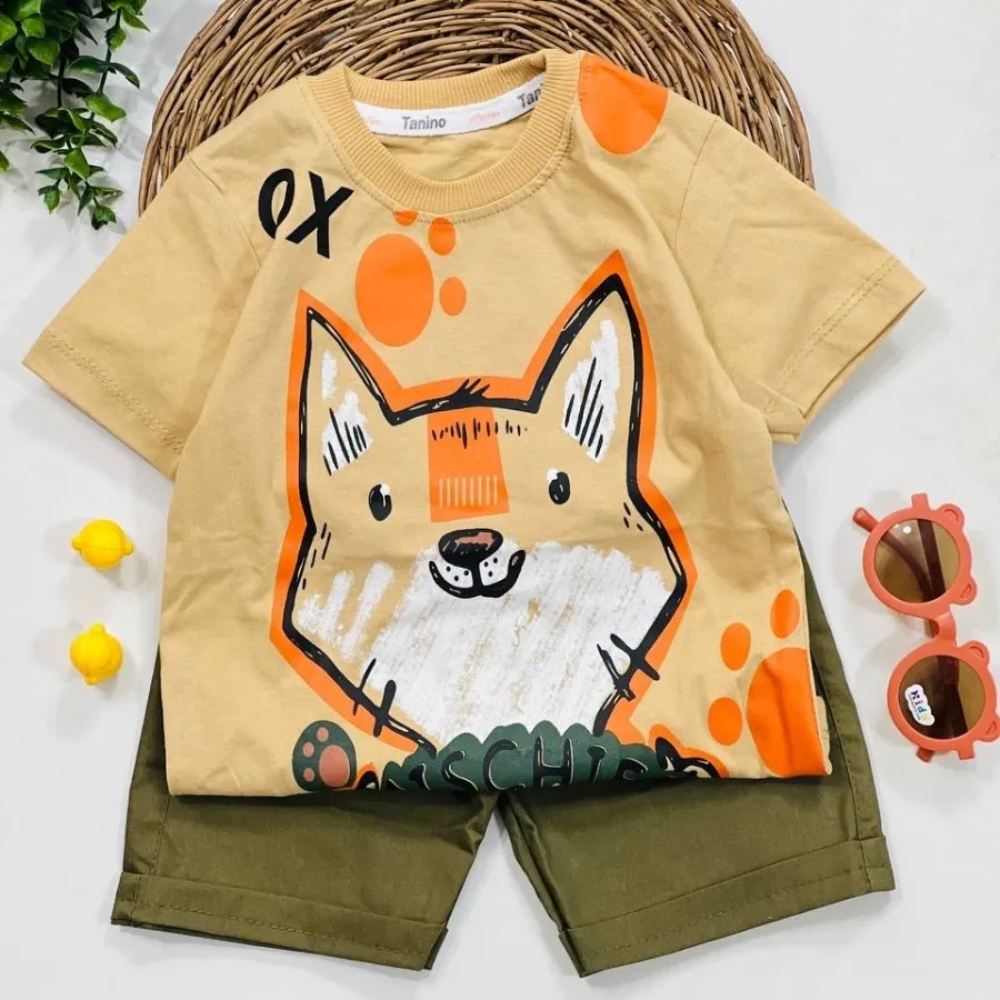 تیشرت شلوارک فاکس کتان