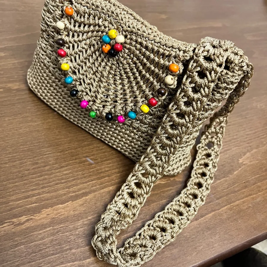 کیف مکرومه بافی رو دوشی