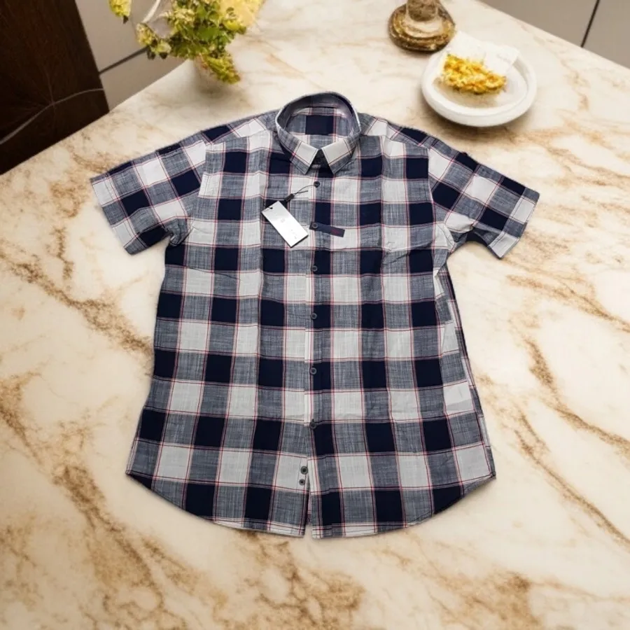 پیراهن لینن چهارخانه ترک