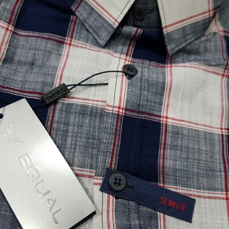 پیراهن لینن چهارخانه ترک