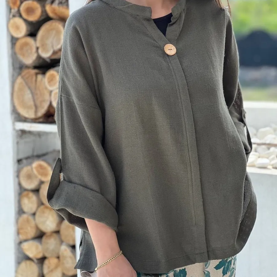 شومیز پارچه لینن کنفی