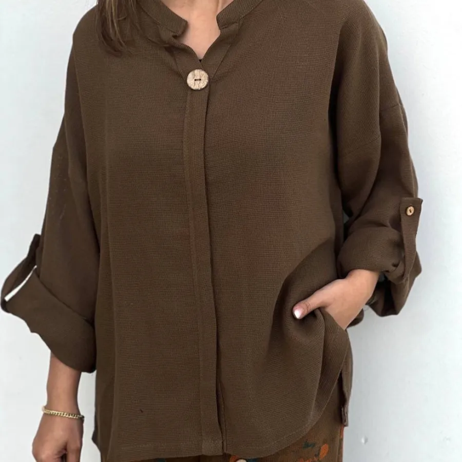 شومیز پارچه لینن کنفی