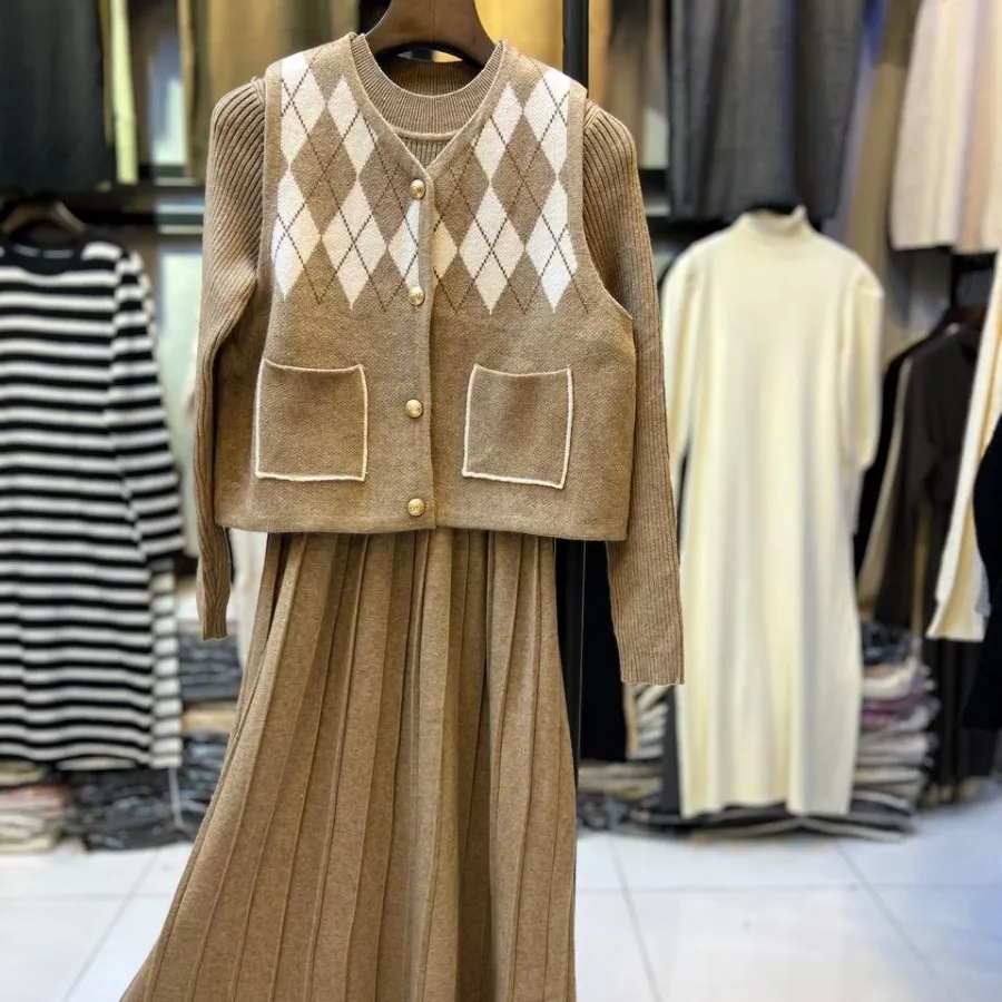 پیراهن دوتیکه بافت گرم