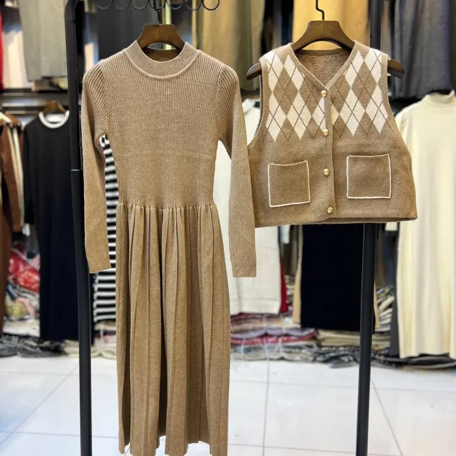 پیراهن دوتیکه بافت گرم