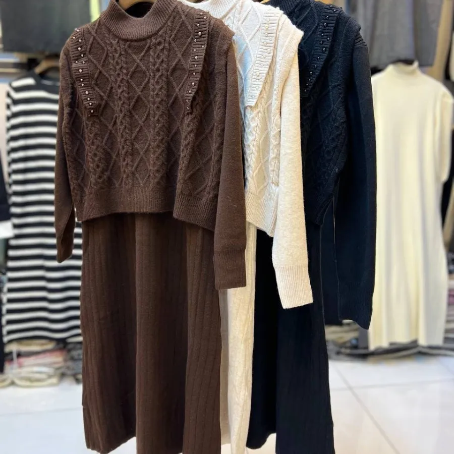 پیراهن دوتیکه بافت گرم