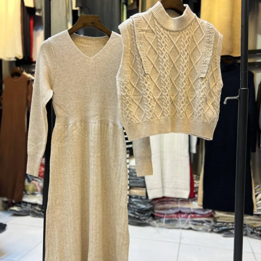 پیراهن دوتیکه بافت گرم