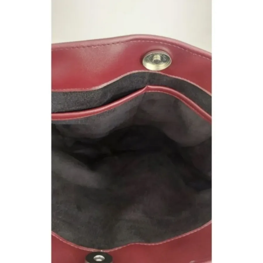 کیف رودوشی زرشکی چرم