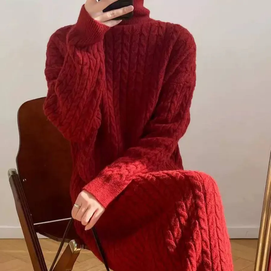 پیراهن بافت گرم بالا بلند