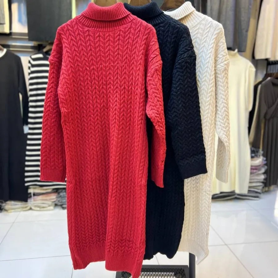 پیراهن بافت گرم بالا بلند